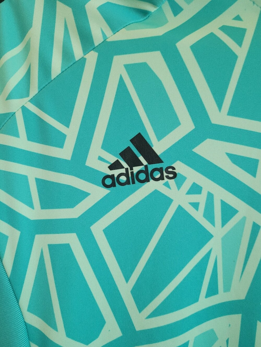 adidas Teal and White Geometric Long Sleeve Goalkeeper Jersey - Picture 2 of 6